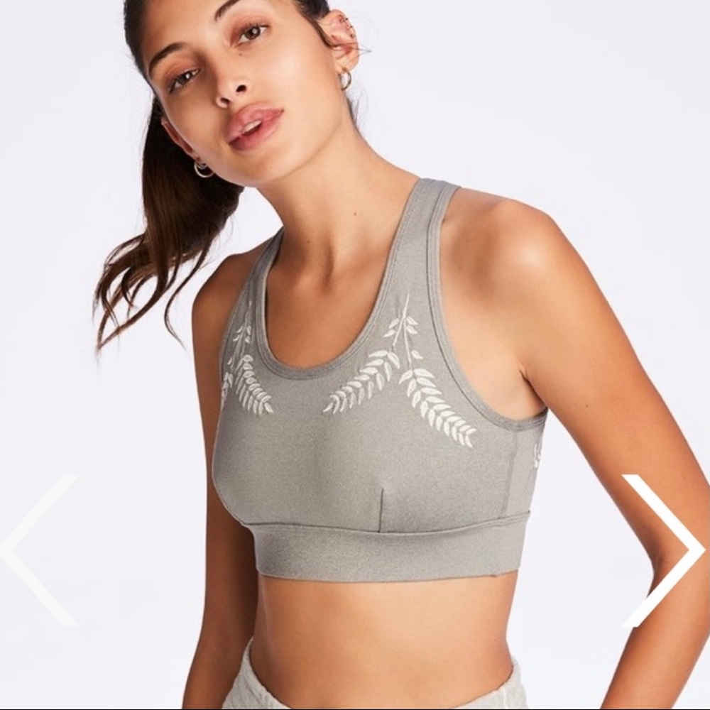 Alala Laurel Embroidered Sports Bra‎ Size XS Extra Small Gray White Retail $95